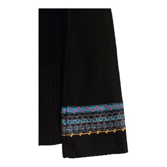 CLC Womens Size SM Black Embroidered Sweater Crew Neck Long Sleeves Colorful - Picture 3 of 4